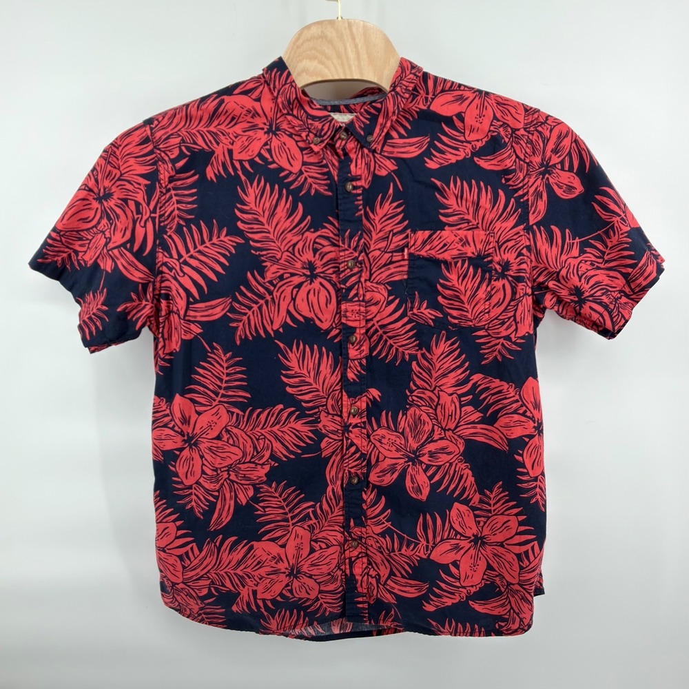 Levi's Button Up Shirt Mens XXL Navy Blue Red Floral Tropical Short Sleeve